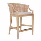 Sgabello da bar alto artigianale in rattan