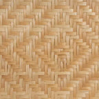 Comodino moderno bohémien in rattan naturale marrone con 1 cassetto