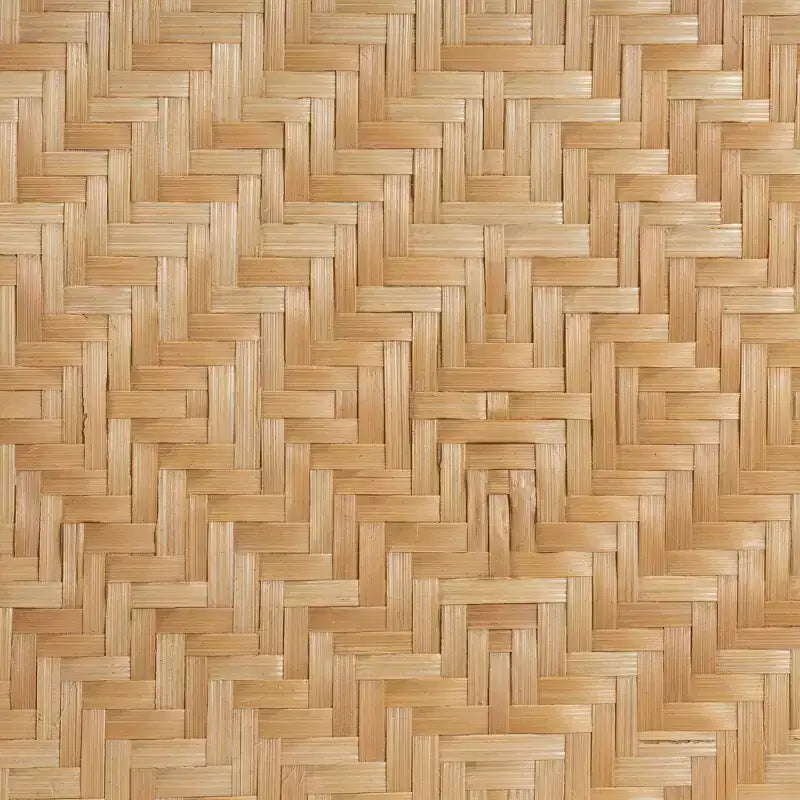 Comodino moderno bohémien in rattan naturale marrone con 1 cassetto