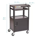 Supporto per carrello multimediale per presentazioni AV mobile con vano portaoggetti, carrello tecnologico, nero