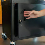 Supporto per carrello multimediale per presentazioni AV mobile con vano portaoggetti, carrello tecnologico, nero