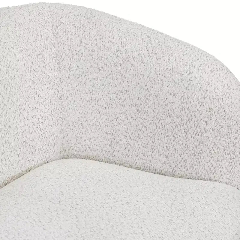 Divanetto curvo in tessuto bouclé Boho con cuscini a molle insacchettate