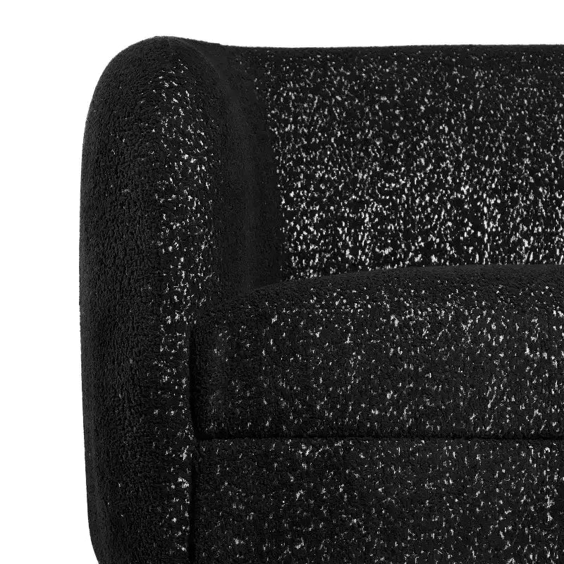 Divanetto curvo in tessuto bouclé Boho con cuscini a molle insacchettate