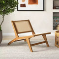 1/2 SEDIE IN LEGNO DI TEAK MODERNE DI METÀ SECOLO CON SEDILE E SCHIENALE IN RATTAN INTRECCIATO A MANO