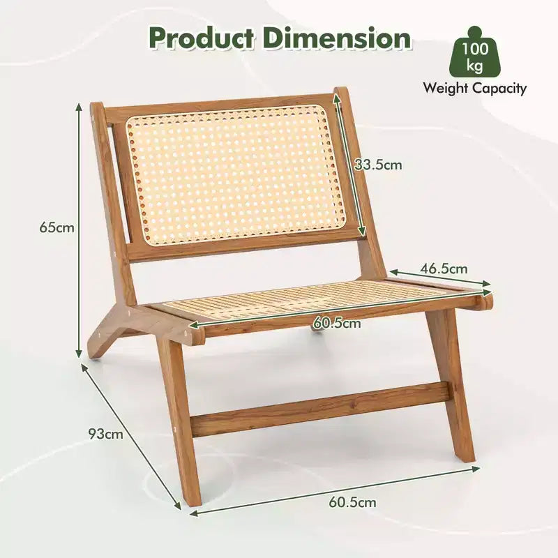 1/2 SEDIE IN LEGNO DI TEAK MODERNE DI METÀ SECOLO CON SEDILE E SCHIENALE IN RATTAN INTRECCIATO A MANO