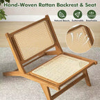 1/2 SEDIE IN LEGNO DI TEAK MODERNE DI METÀ SECOLO CON SEDILE E SCHIENALE IN RATTAN INTRECCIATO A MANO