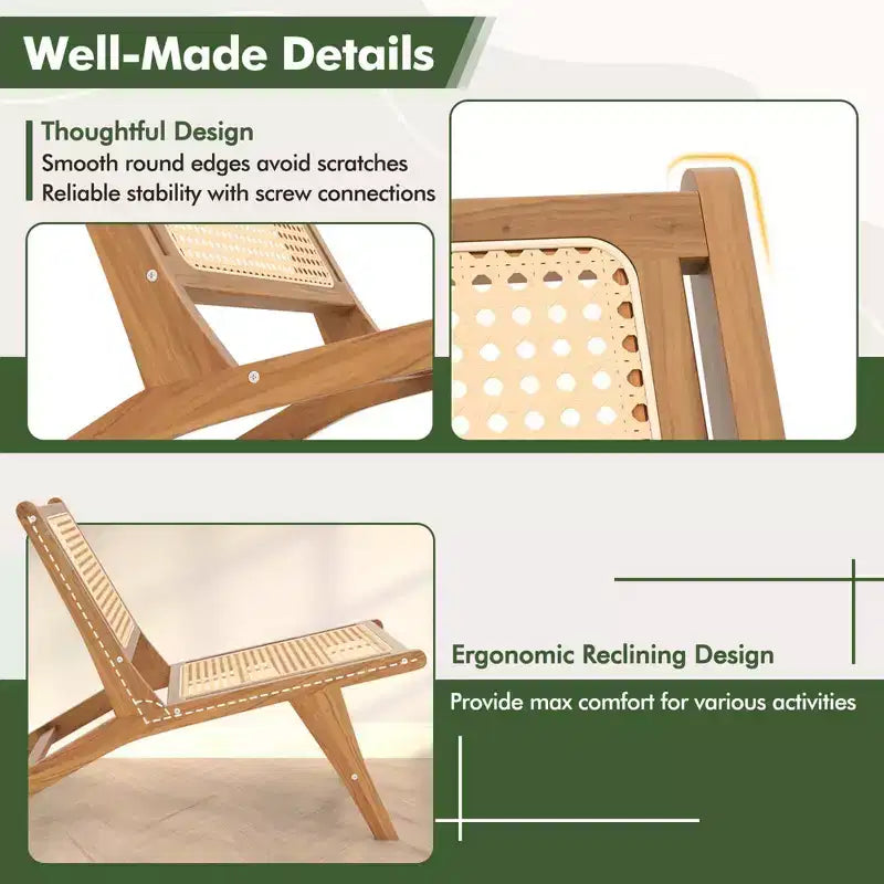 1/2 SEDIE IN LEGNO DI TEAK MODERNE DI METÀ SECOLO CON SEDILE E SCHIENALE IN RATTAN INTRECCIATO A MANO