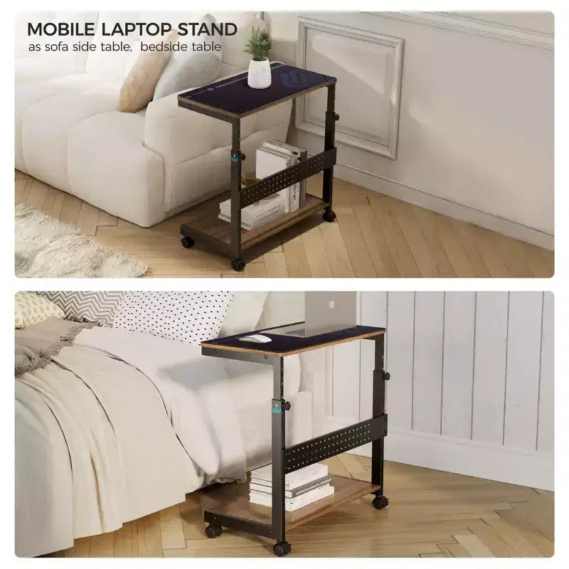 Carrello mobile porta CPU regolabile in altezza con tappetino per mouse