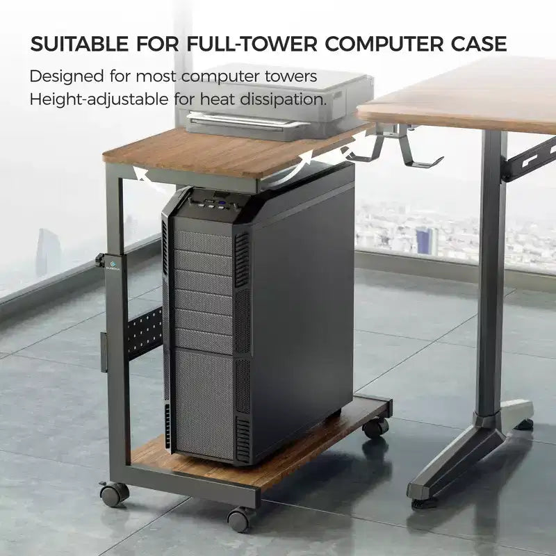Carrello mobile porta CPU regolabile in altezza con tappetino per mouse