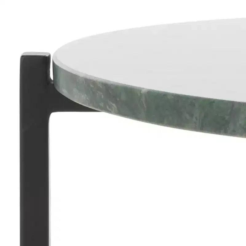 Tavolino rotondo d'appoggio - Marmo verde/Nero