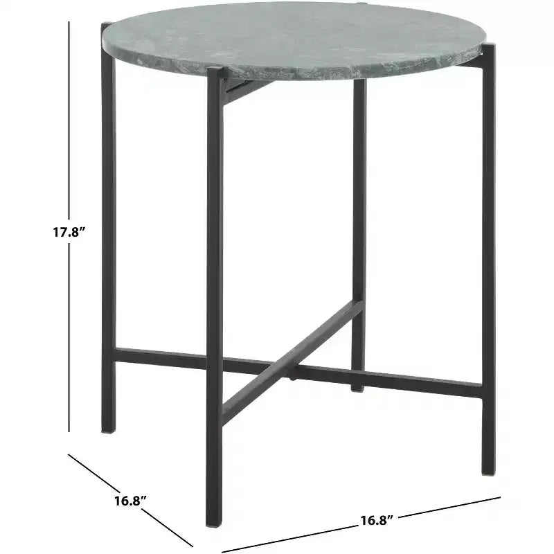 Tavolino rotondo d'appoggio - Marmo verde/Nero