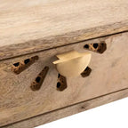 Scrivania con cassetti - Naturale/Ottone