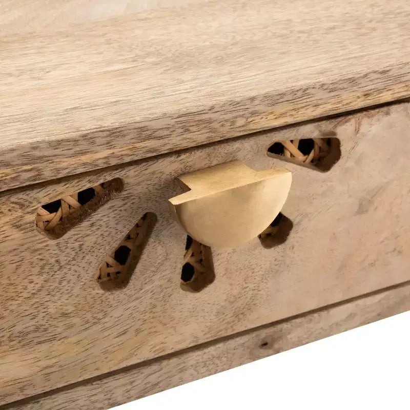 Scrivania con cassetti - Naturale/Ottone