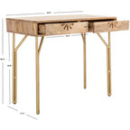 Scrivania con cassetti - Naturale/Ottone