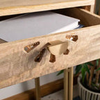 Scrivania con cassetti - Naturale/Ottone