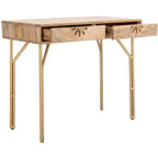 Scrivania con cassetti - Naturale/Ottone