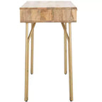 Scrivania con cassetti - Naturale/Ottone