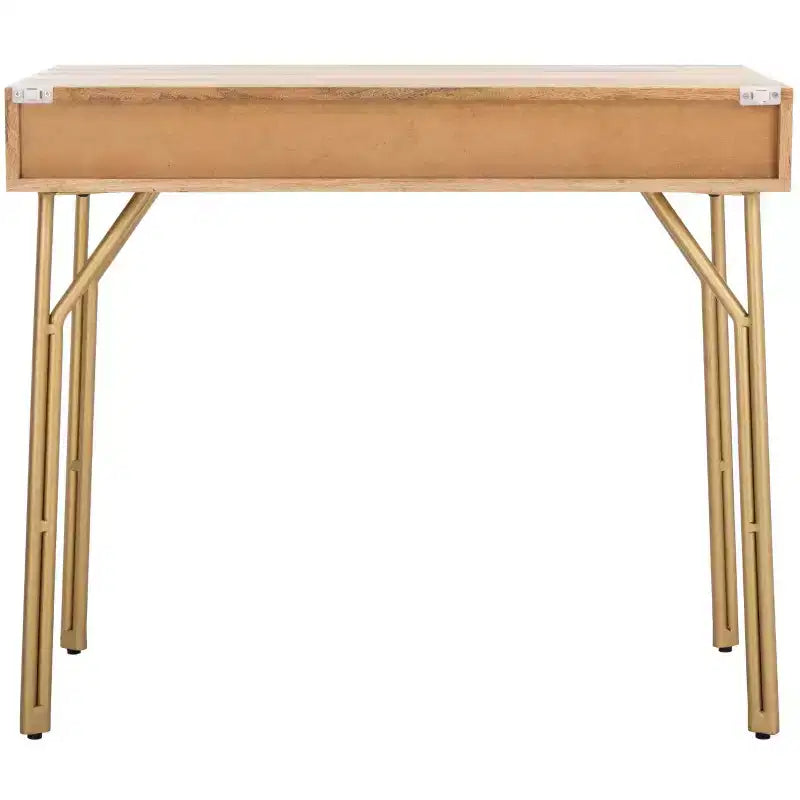 Scrivania con cassetti - Naturale/Ottone