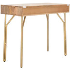 Scrivania con cassetti - Naturale/Ottone