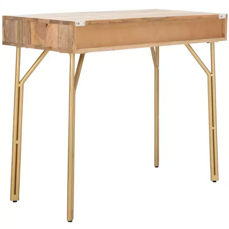 Scrivania con cassetti - Naturale/Ottone