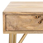 Scrivania con cassetti - Naturale/Ottone