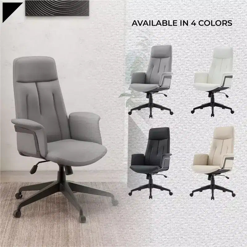 Sedia da Ufficio Ergonomica in Pelle con Schienale Alto Regolabile in Altezza, Girevole e Inclinabile, Braccioli, Sedia da Scrivania Moderna per Ufficio Domestico