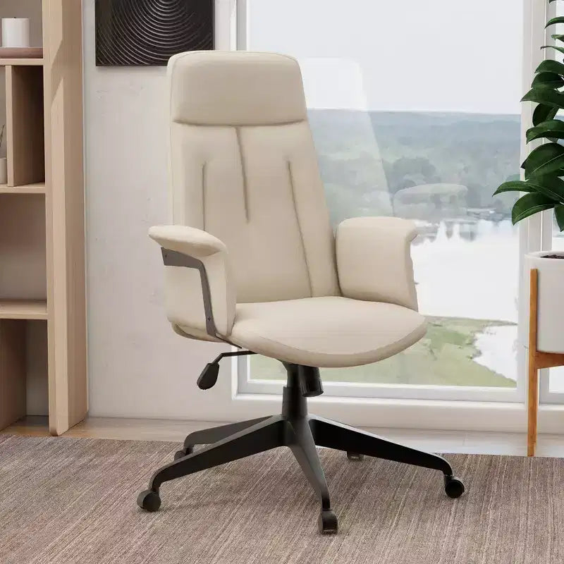 Sedia da Ufficio Ergonomica in Pelle con Schienale Alto Regolabile in Altezza, Girevole e Inclinabile, Braccioli, Sedia da Scrivania Moderna per Ufficio Domestico