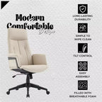 Sedia da Ufficio Ergonomica in Pelle con Schienale Alto Regolabile in Altezza, Girevole e Inclinabile, Braccioli, Sedia da Scrivania Moderna per Ufficio Domestico