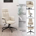 Sedia da Ufficio Ergonomica in Pelle con Schienale Alto Regolabile in Altezza, Girevole e Inclinabile, Braccioli, Sedia da Scrivania Moderna per Ufficio Domestico