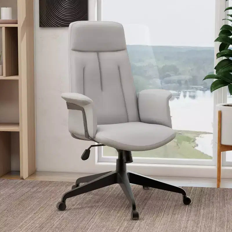 Sedia da Ufficio Ergonomica in Pelle con Schienale Alto Regolabile in Altezza, Girevole e Inclinabile, Braccioli, Sedia da Scrivania Moderna per Ufficio Domestico