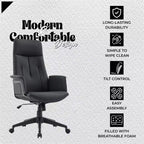 Sedia da Ufficio Ergonomica in Pelle con Schienale Alto Regolabile in Altezza, Girevole e Inclinabile, Braccioli, Sedia da Scrivania Moderna per Ufficio Domestico