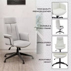 Sedia da Ufficio Ergonomica in Pelle con Schienale Alto Regolabile in Altezza, Girevole e Inclinabile, Braccioli, Sedia da Scrivania Moderna per Ufficio Domestico