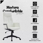 Sedia da Ufficio Ergonomica in Pelle con Schienale Alto Regolabile in Altezza, Girevole e Inclinabile, Braccioli, Sedia da Scrivania Moderna per Ufficio Domestico