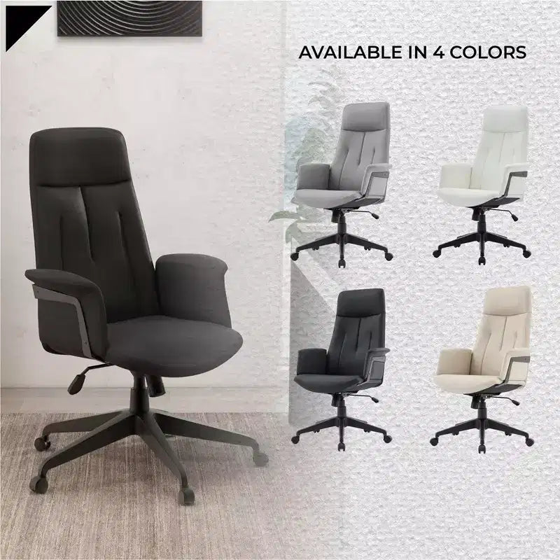 Sedia da Ufficio Ergonomica in Pelle con Schienale Alto Regolabile in Altezza, Girevole e Inclinabile, Braccioli, Sedia da Scrivania Moderna per Ufficio Domestico