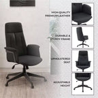 Sedia da Ufficio Ergonomica in Pelle con Schienale Alto Regolabile in Altezza, Girevole e Inclinabile, Braccioli, Sedia da Scrivania Moderna per Ufficio Domestico