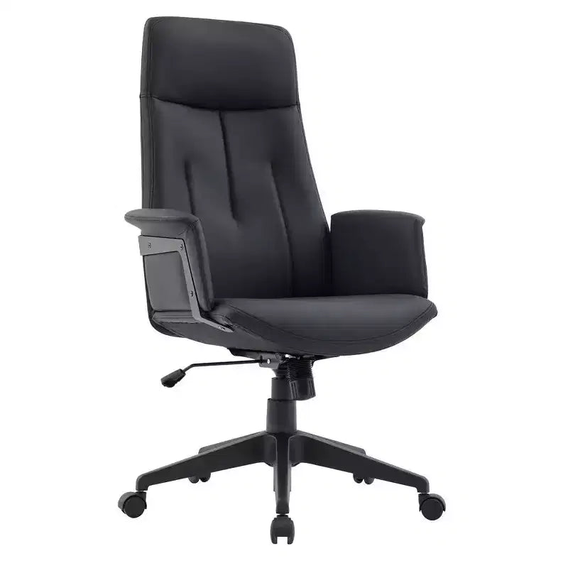 LeisureMod Aiaria Ergonomic Leather High-Back Office Chair  Adjustable Height, Swivel & Tilt, Armrests, Modern Desk Chair for Home Office