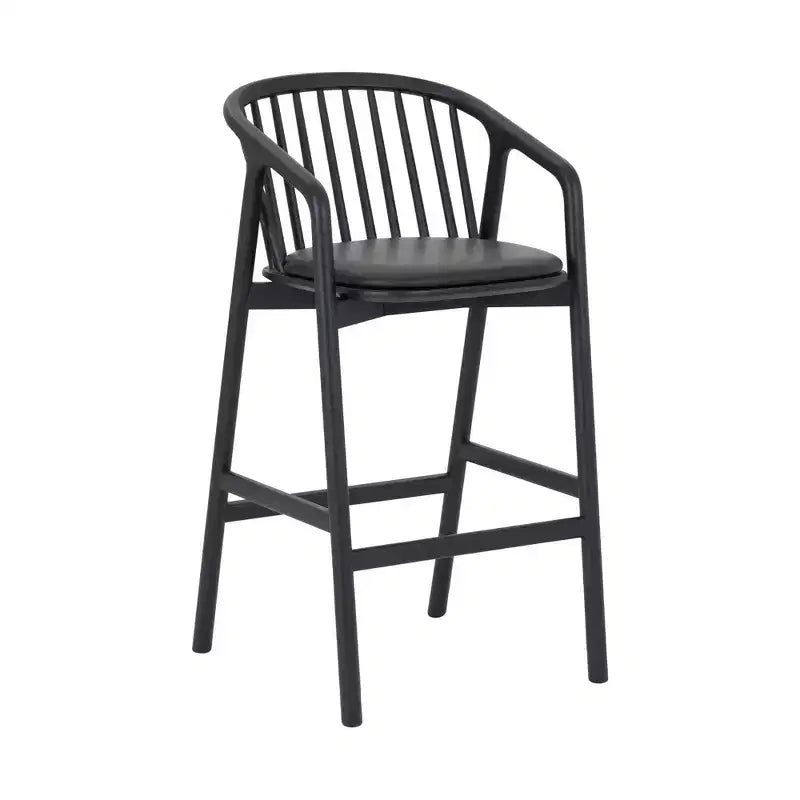 Armen Living Echo Wood and Faux Leather Barstool