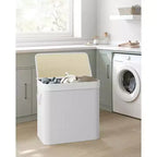 Cesto portabiancheria da 150 litri (39,6 Gal), Cesto portabiancheria a 3 scomparti, Cesto portabiancheria con coperchio, Bambù, Pieghevole