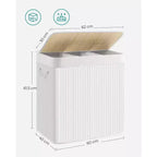 Cesto portabiancheria da 150 litri (39,6 Gal), Cesto portabiancheria a 3 scomparti, Cesto portabiancheria con coperchio, Bambù, Pieghevole