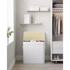 Cesto portabiancheria da 150 litri (39,6 Gal), Cesto portabiancheria a 3 scomparti, Cesto portabiancheria con coperchio, Bambù, Pieghevole