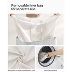 Cesto portabiancheria da 150 litri (39,6 Gal), Cesto portabiancheria a 3 scomparti, Cesto portabiancheria con coperchio, Bambù, Pieghevole