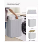 Cesto portabiancheria da 150 litri (39,6 Gal), Cesto portabiancheria a 3 scomparti, Cesto portabiancheria con coperchio, Bambù, Pieghevole
