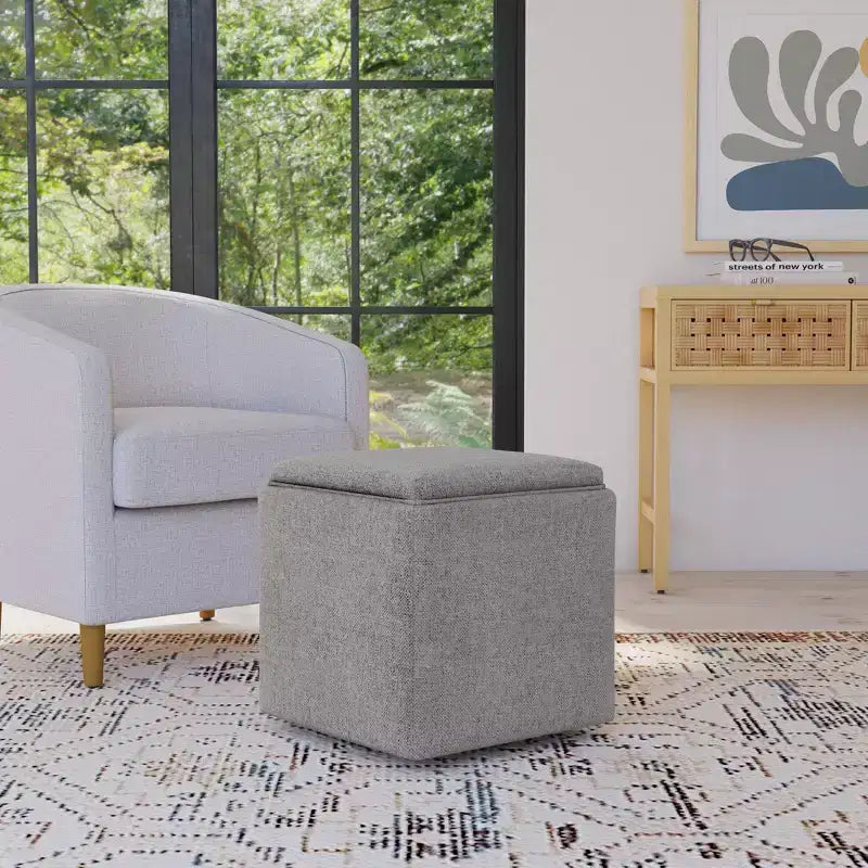 Pouf contenitore con vassoio superiore