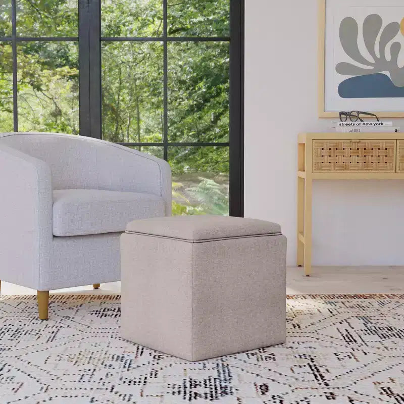 Pouf contenitore con vassoio superiore