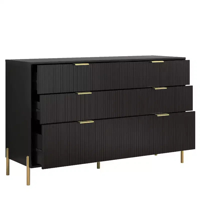 Comò moderno ed elegante a 4 pezzi per camera da letto con cassettiera a 6 cassetti e comodini a 2 cassetti