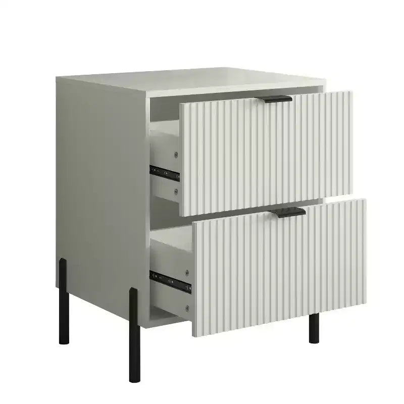 Comò moderno ed elegante a 4 pezzi per camera da letto con cassettiera a 6 cassetti e comodini a 2 cassetti