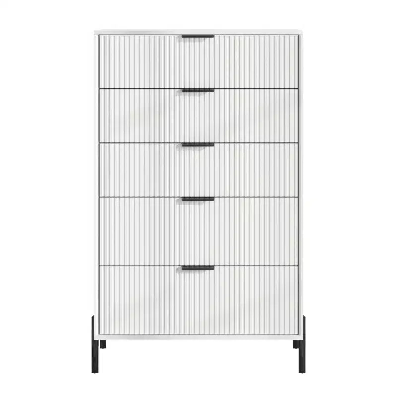 Comò moderno ed elegante a 4 pezzi per camera da letto con cassettiera a 6 cassetti e comodini a 2 cassetti