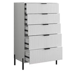 Comò moderno ed elegante a 4 pezzi per camera da letto con cassettiera a 6 cassetti e comodini a 2 cassetti