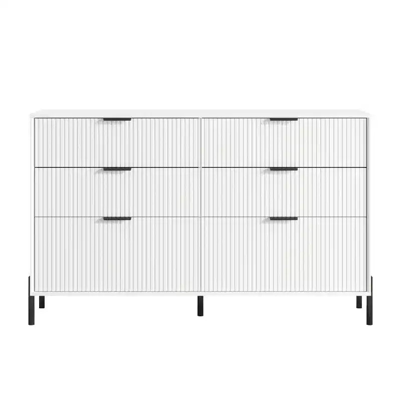 Comò moderno ed elegante a 4 pezzi per camera da letto con cassettiera a 6 cassetti e comodini a 2 cassetti