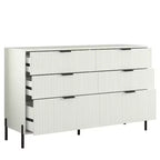 Comò moderno ed elegante a 4 pezzi per camera da letto con cassettiera a 6 cassetti e comodini a 2 cassetti